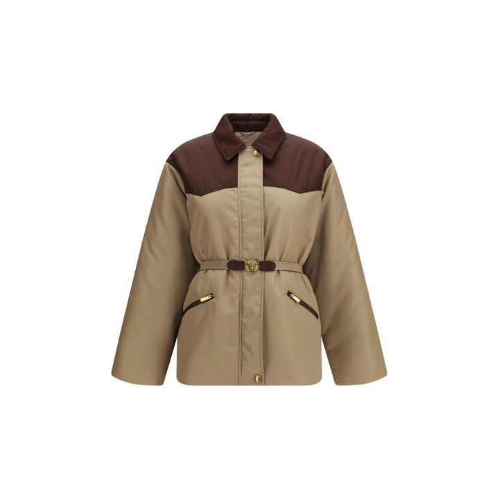 Versace Beige Nylon Full-Length Jacket
