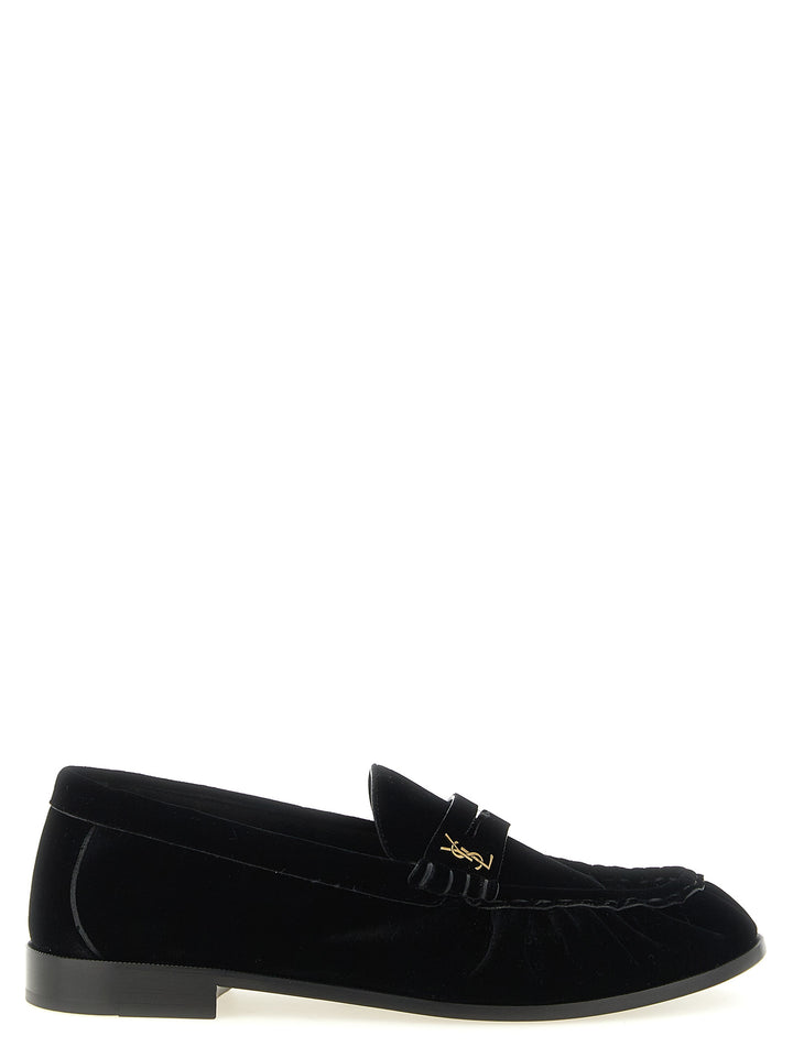 Saint Laurent Black Viscose Slip-On Loafers