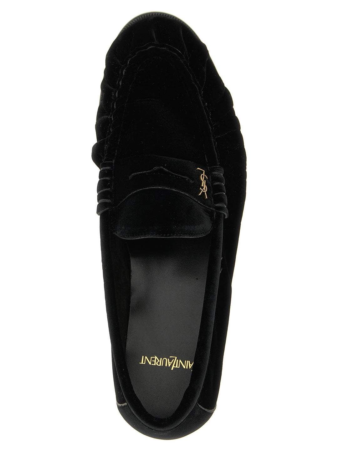 Saint Laurent Black Viscose Slip-On Loafers