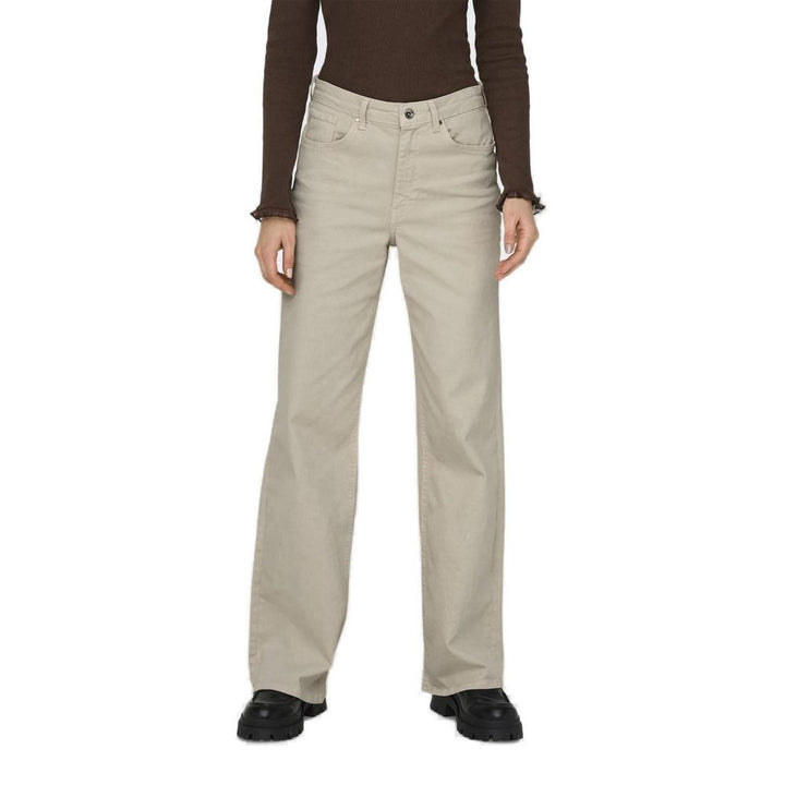 Only Beige Cotton Relaxed Fit Jeans