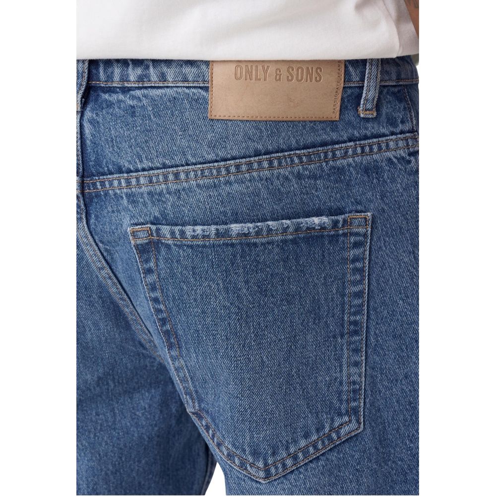 Only &amp; Sons Blue Cotton Relaxed Fit Jeans