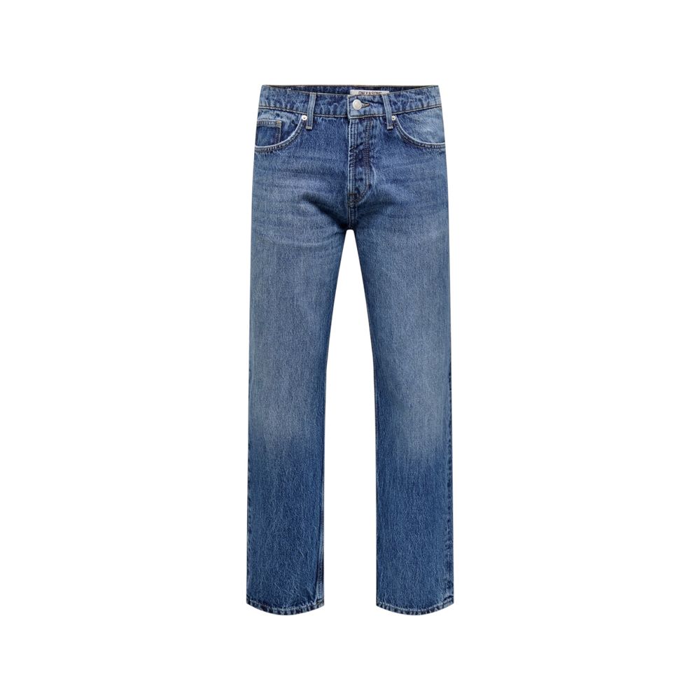 Only &amp; Sons Blue Cotton Relaxed Fit Jeans