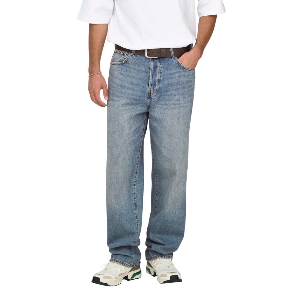 Only &amp; Sons Blue Cotton Relaxed Fit Jeans