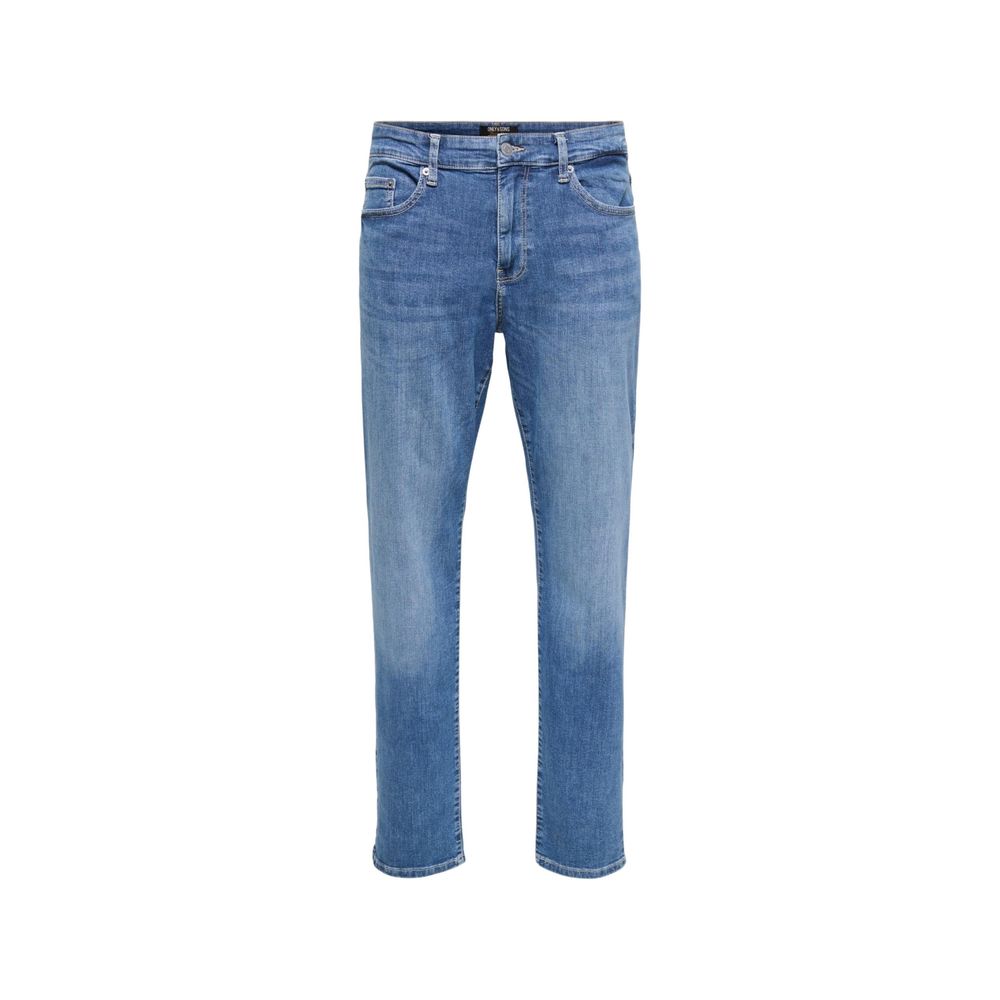 Only &amp; Sons Blue Cotton Relaxed Fit Jeans