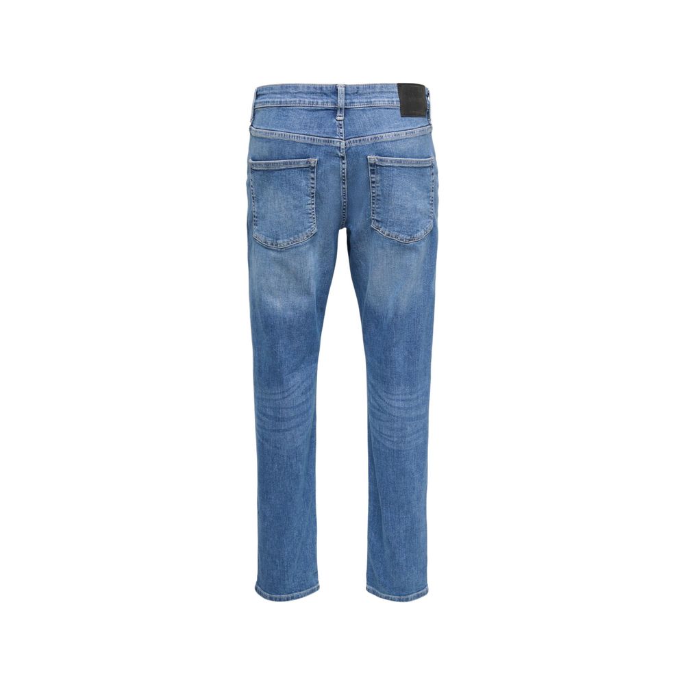 Only &amp; Sons Blue Cotton Relaxed Fit Jeans