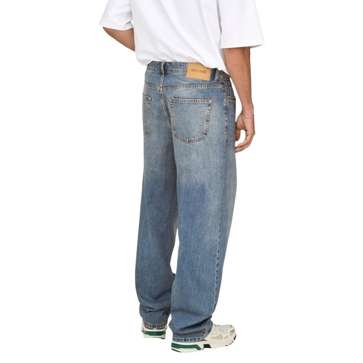 Only &amp; Sons Blue Cotton Relaxed Fit Jeans