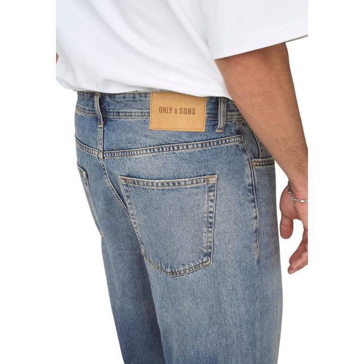Only &amp; Sons Blue Cotton Relaxed Fit Jeans
