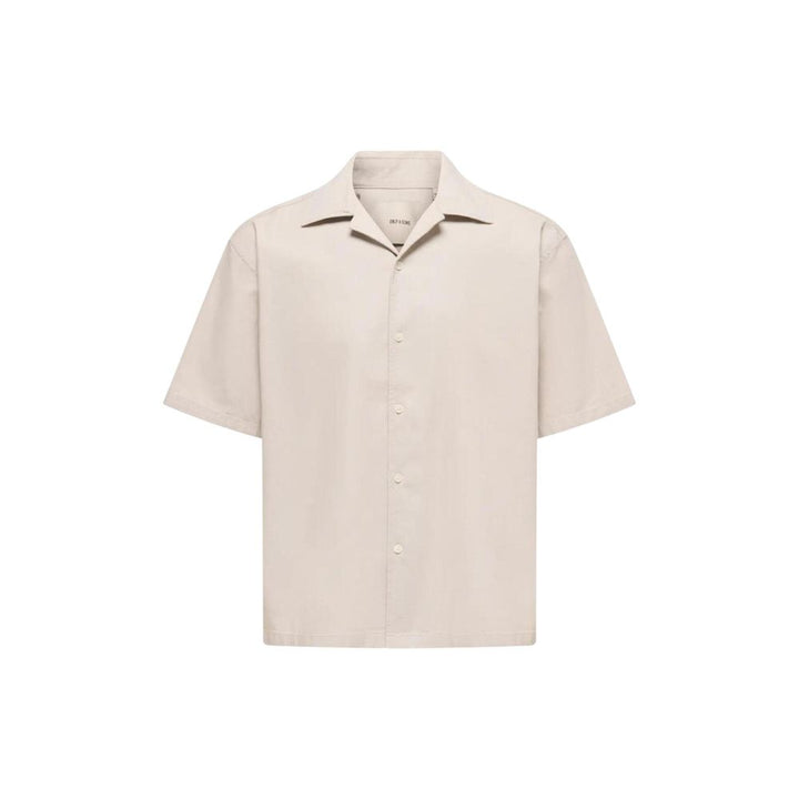 Only &amp; Sons Beige Cotton Shortsleeve Shirt