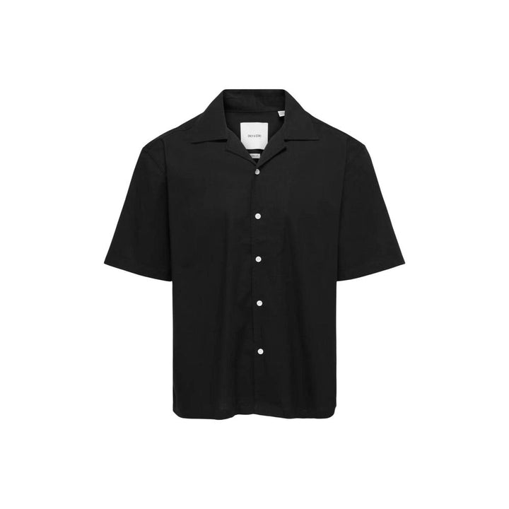 Only &amp; Sons Black Cotton Shortsleeve Shirt