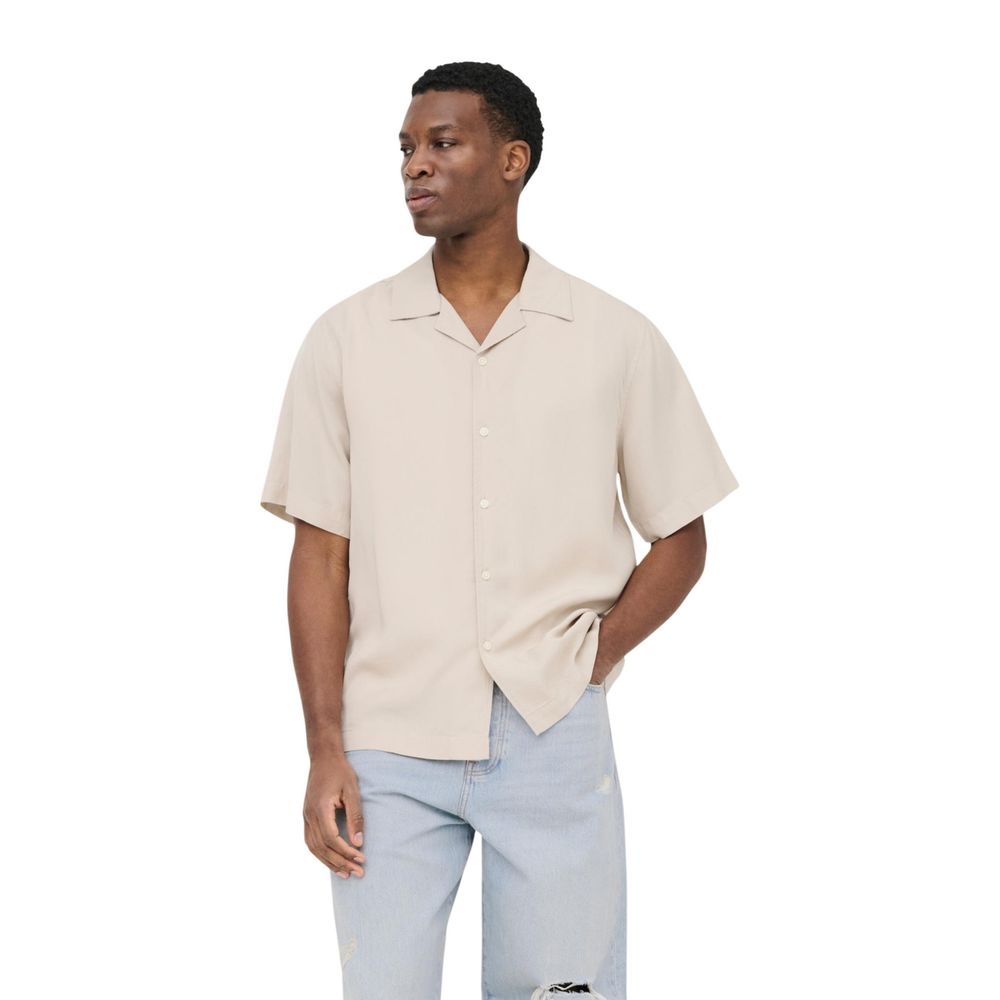 Only &amp; Sons Beige Tencel Shortsleeve Shirt