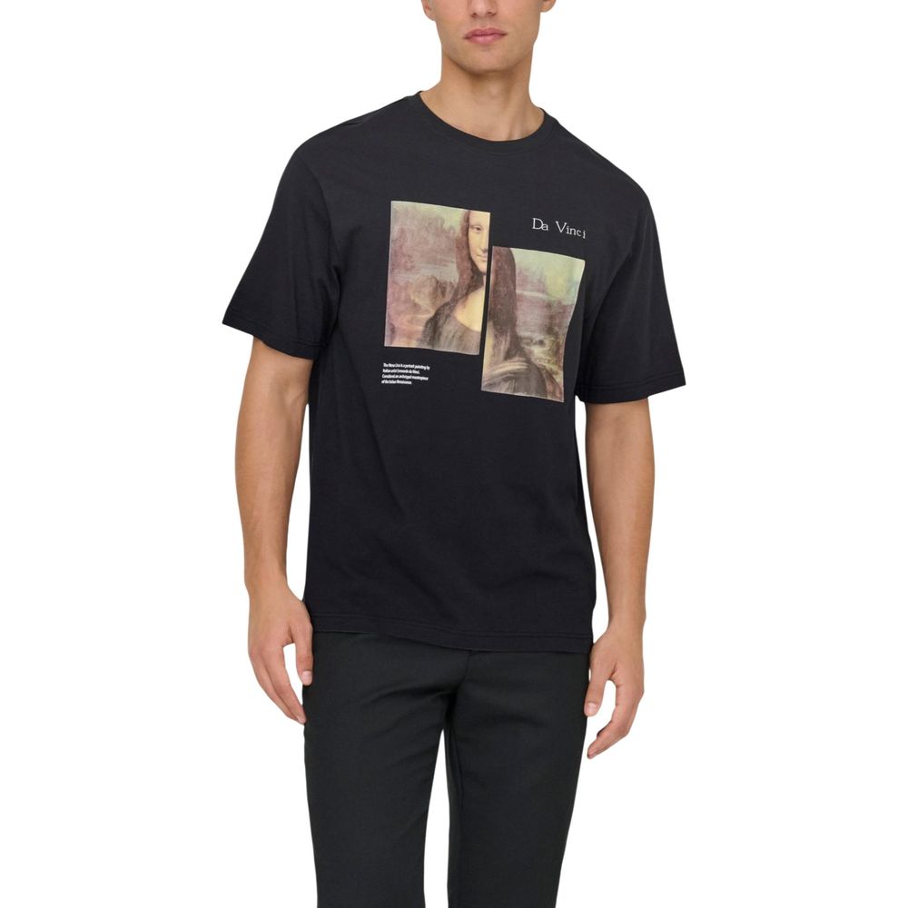 Only &amp; Sons Black Cotton T-Shirt