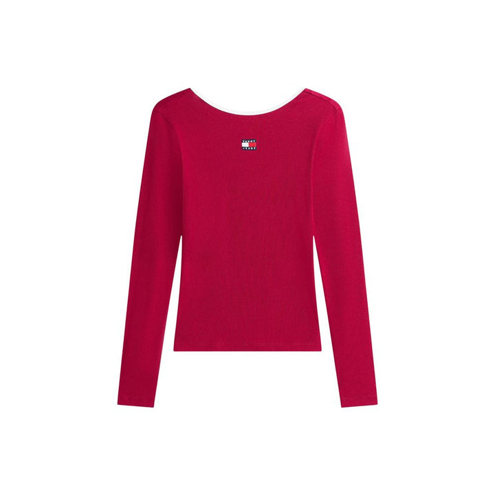 Tommy Hilfiger Jeans Bordeaux Recycled Cotton Long Sleeve T-Shirt