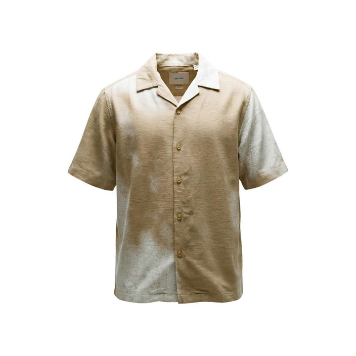 Only &amp; Sons Beige Viscose Shortsleeve Shirt