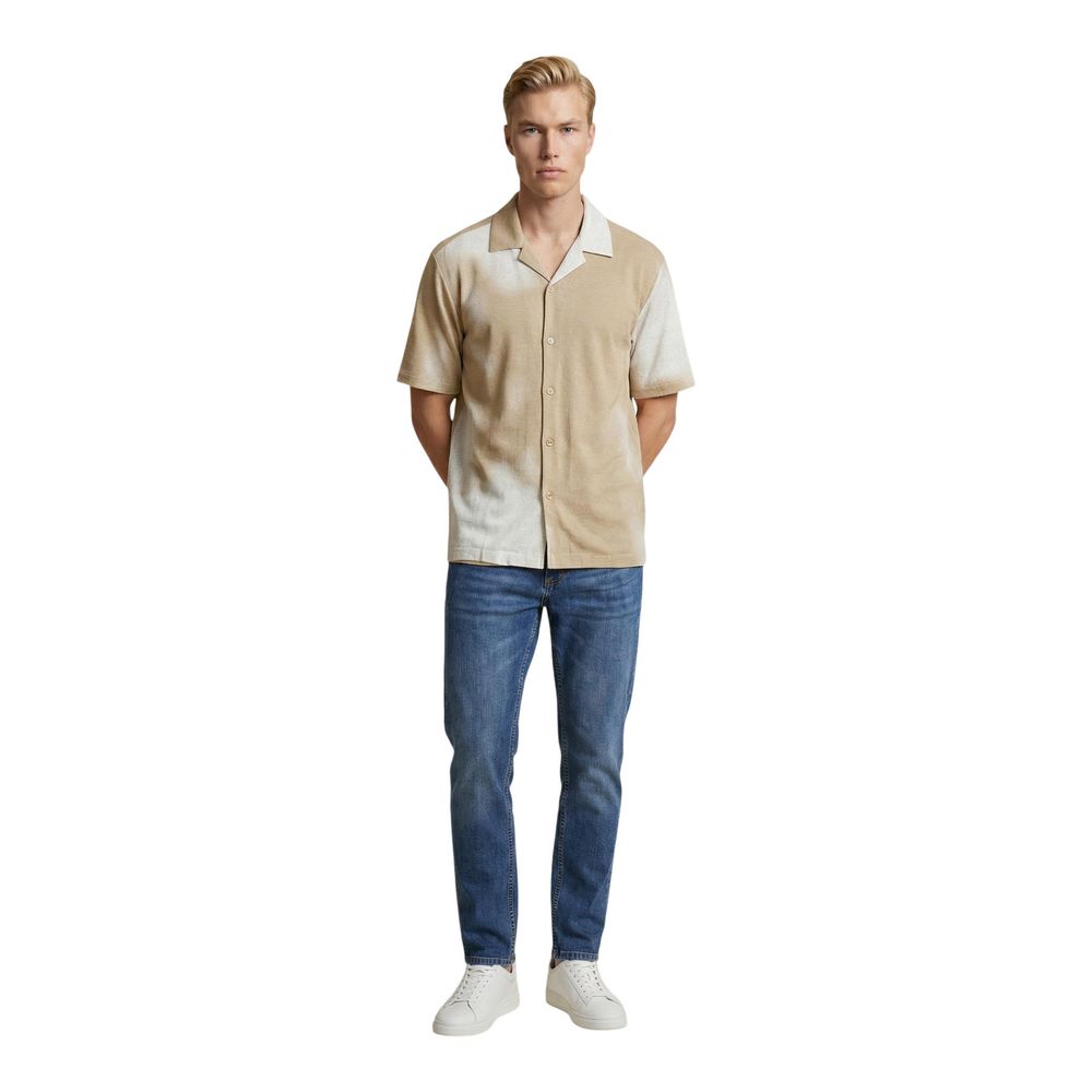 Only &amp; Sons Beige Viscose Shortsleeve Shirt