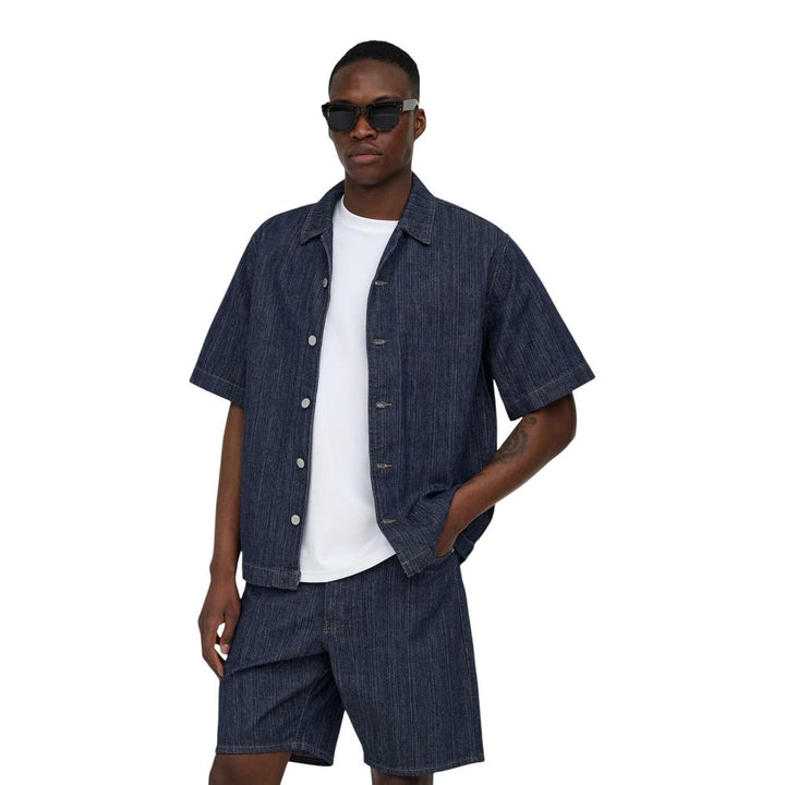 Only &amp; Sons Blue Cotton Shortsleeve Shirt