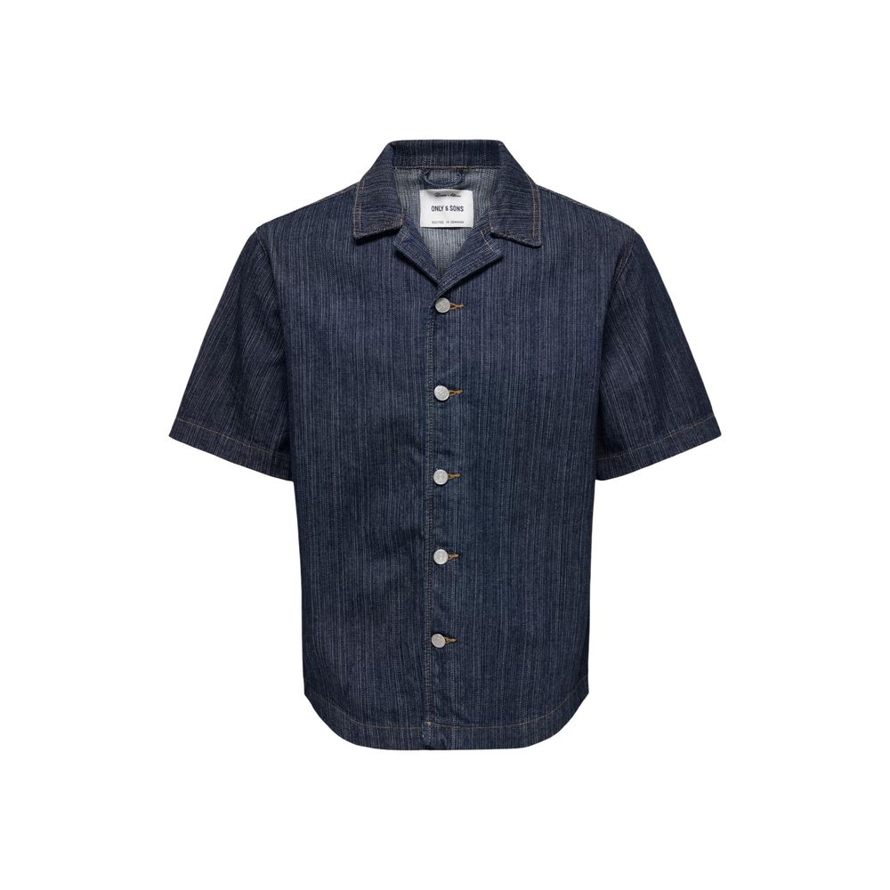 Only &amp; Sons Blue Cotton Shortsleeve Shirt
