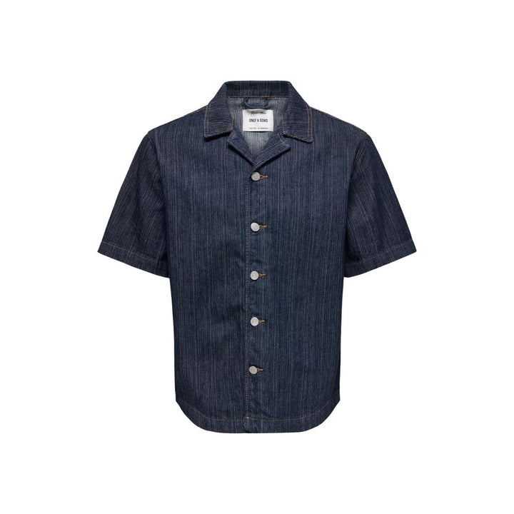 Only &amp; Sons Blue Cotton Shortsleeve Shirt