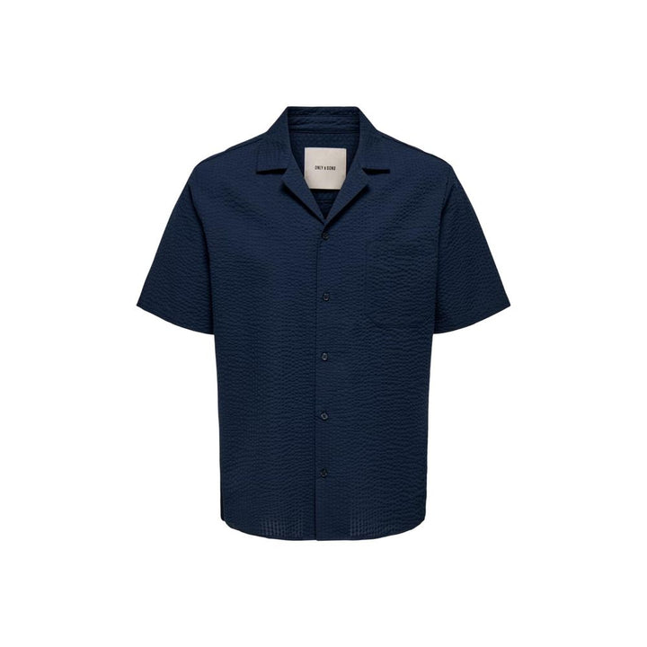 Only &amp; Sons Blue Cotton Shortsleeve Shirt