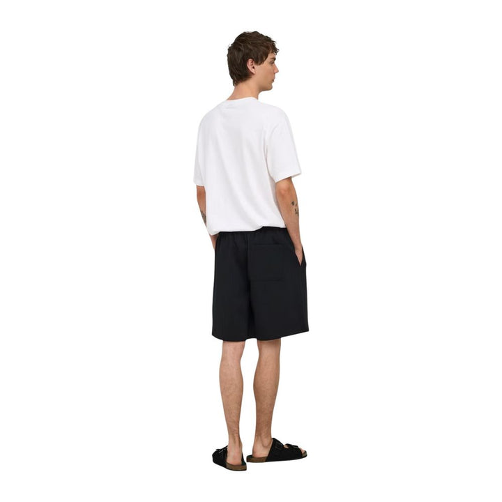 Only &amp; Sons Black Recycled Polyester Bermuda Shorts