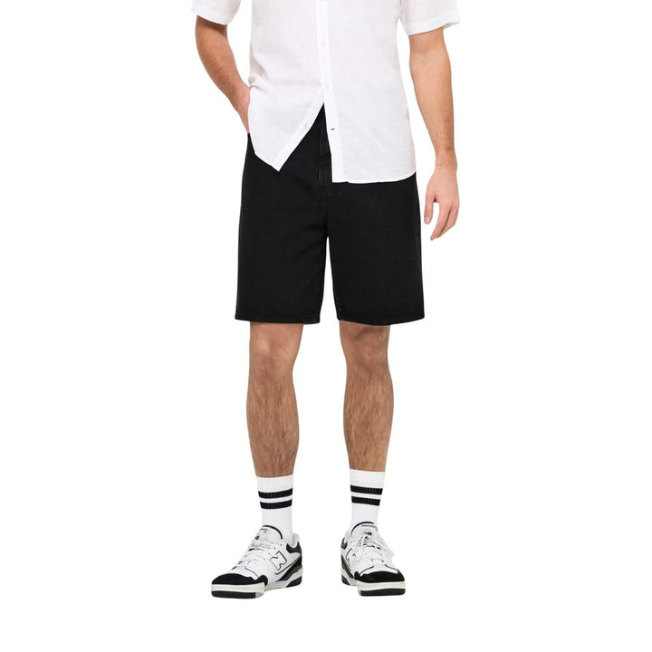 Only &amp; Sons Black Organic Cotton Bermuda Shorts