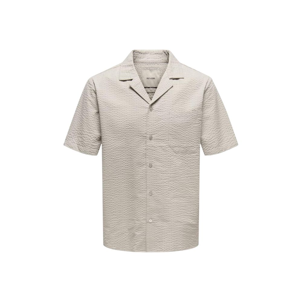 Only &amp; Sons Beige Cotton Shortsleeve Shirt