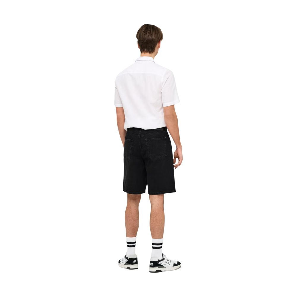 Only &amp; Sons Black Organic Cotton Bermuda Shorts