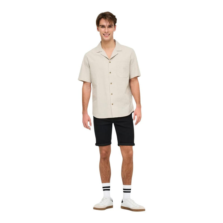Only &amp; Sons Beige Cotton Shortsleeve Shirt