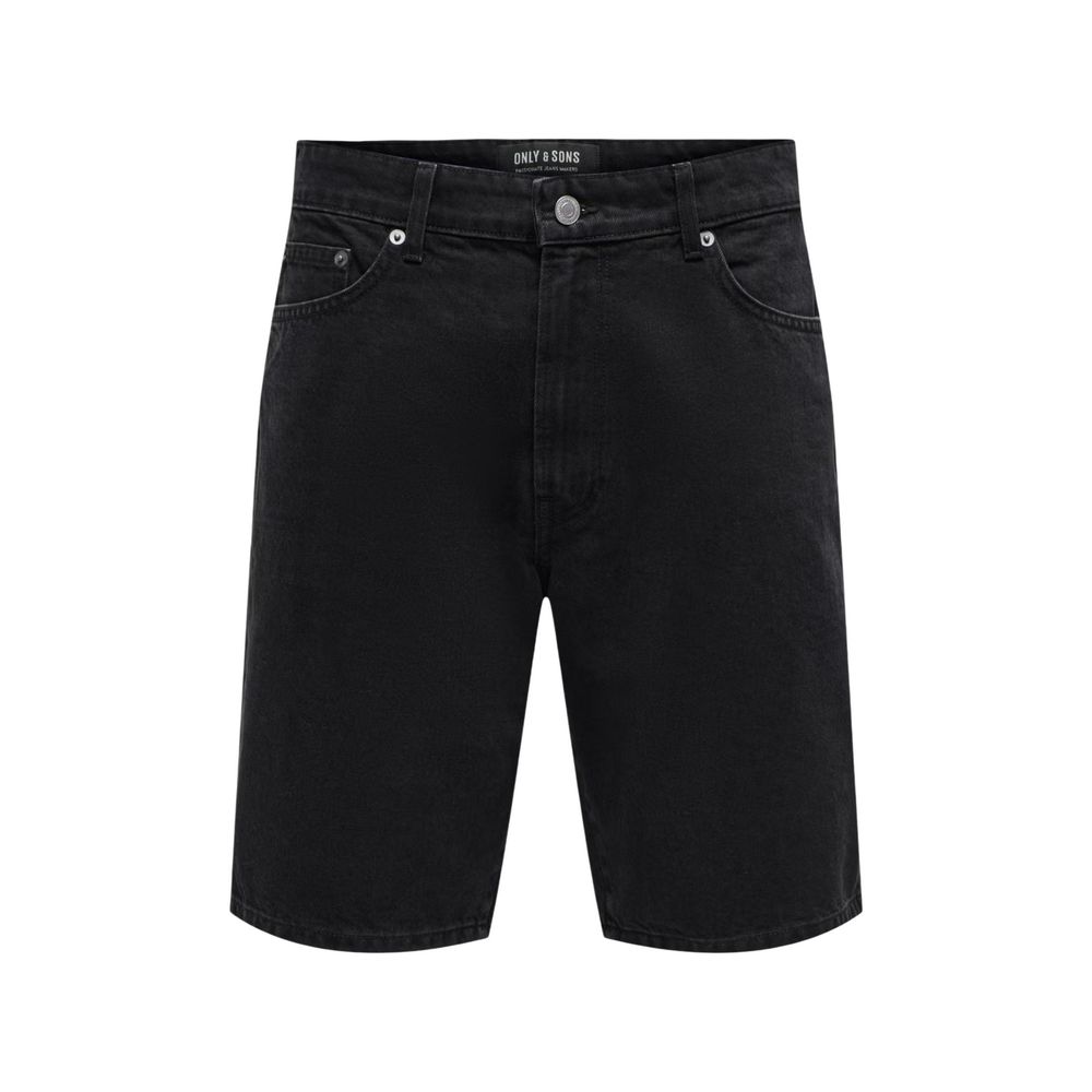 Only &amp; Sons Black Organic Cotton Bermuda Shorts