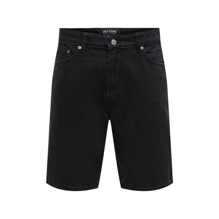 Only &amp; Sons Black Organic Cotton Bermuda Shorts
