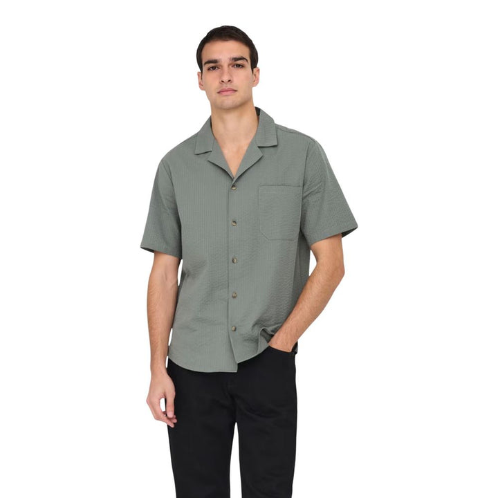 Only &amp; Sons Green Cotton Shortsleeve Shirt