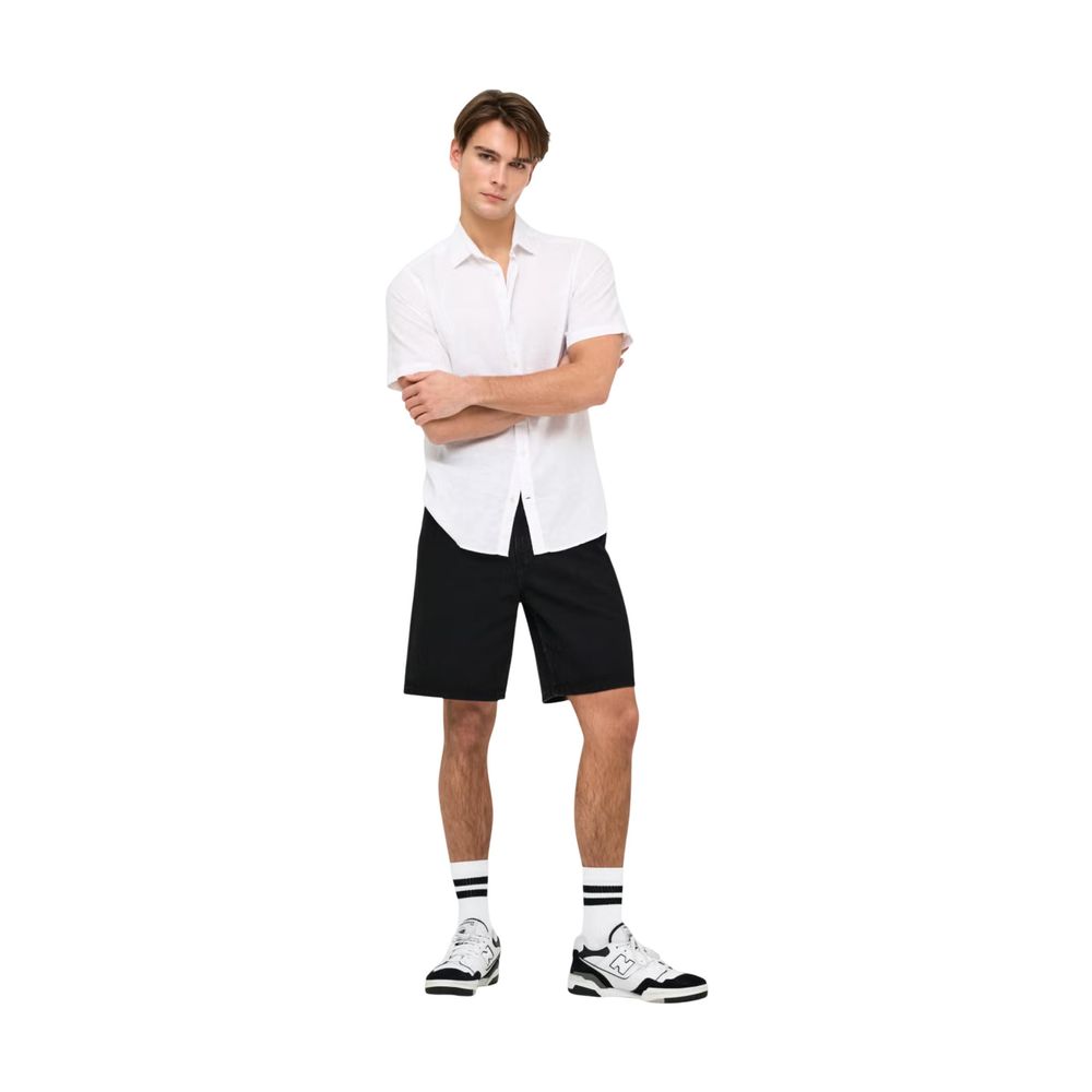 Only &amp; Sons Black Organic Cotton Bermuda Shorts