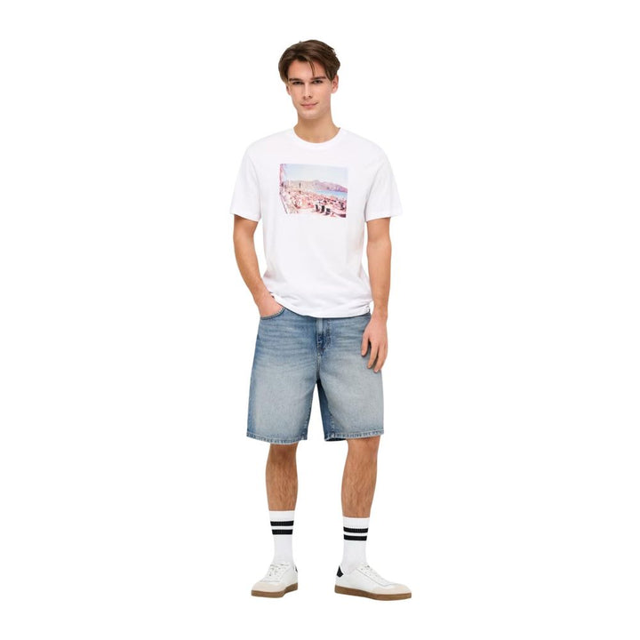 Only &amp; Sons Light Blue Organic Cotton Bermuda Shorts