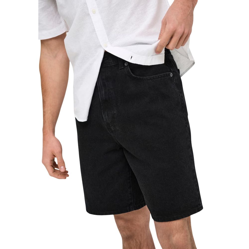 Only &amp; Sons Black Organic Cotton Bermuda Shorts