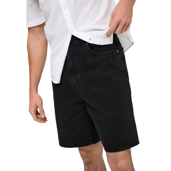 Only &amp; Sons Black Organic Cotton Bermuda Shorts