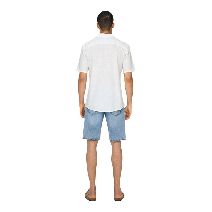 Only &amp; Sons White Linen Shortsleeve Shirt