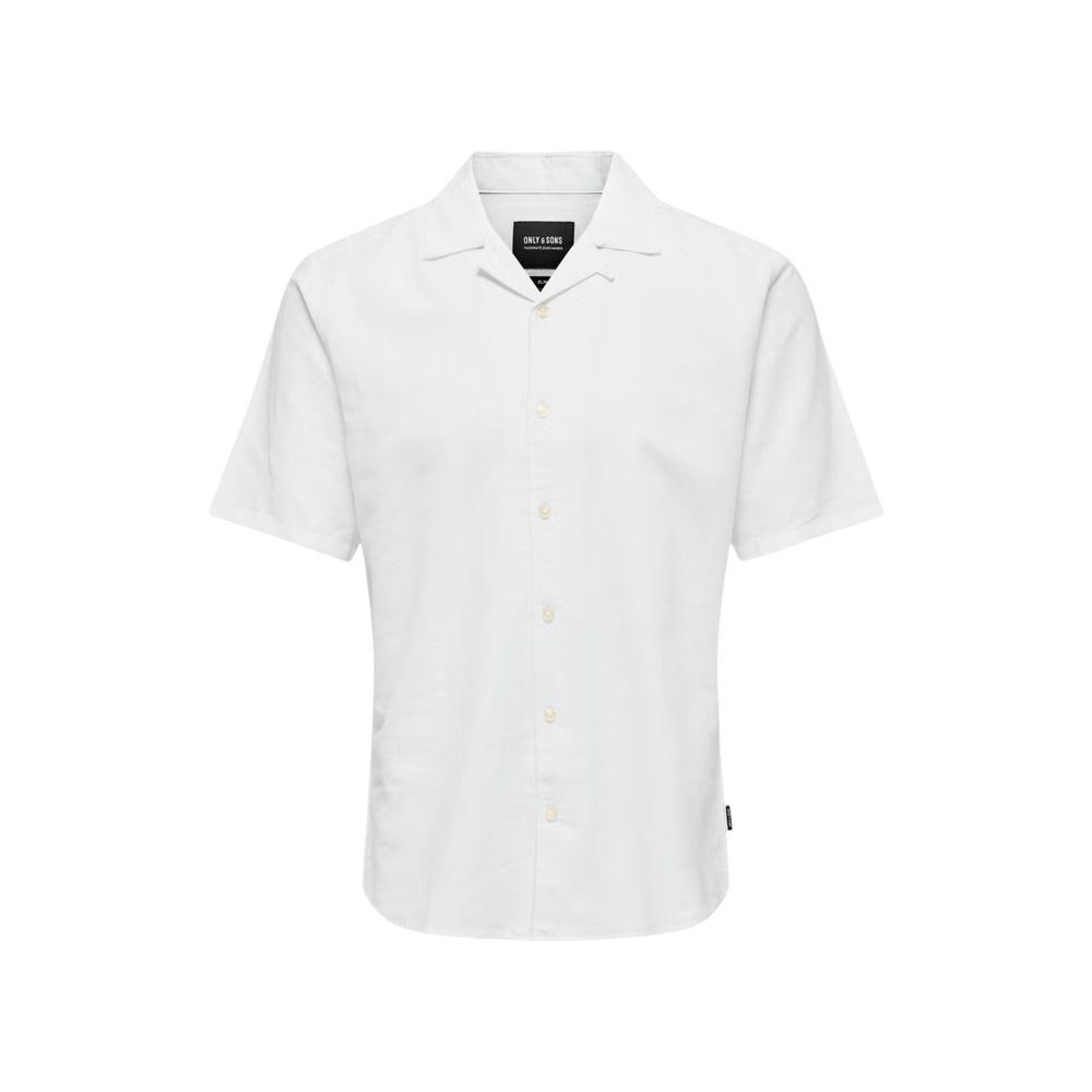 Only &amp; Sons White Linen Shortsleeve Shirt