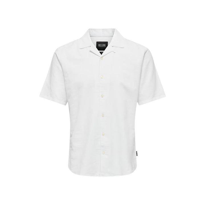 Only &amp; Sons White Linen Shortsleeve Shirt