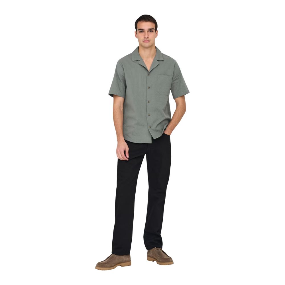 Only &amp; Sons Green Cotton Shortsleeve Shirt