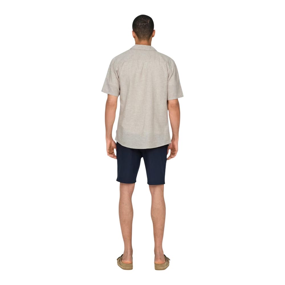 Only &amp; Sons Beige Linen Shortsleeve Shirt