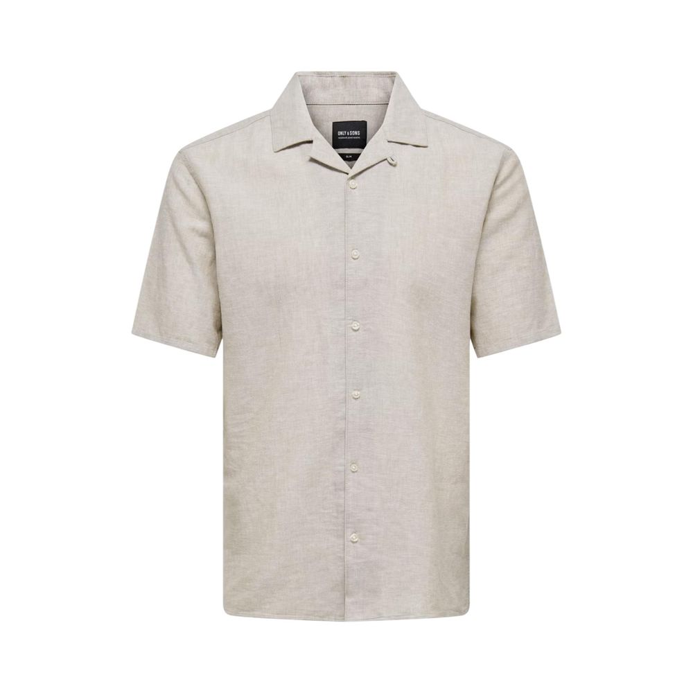 Only &amp; Sons Beige Linen Shortsleeve Shirt
