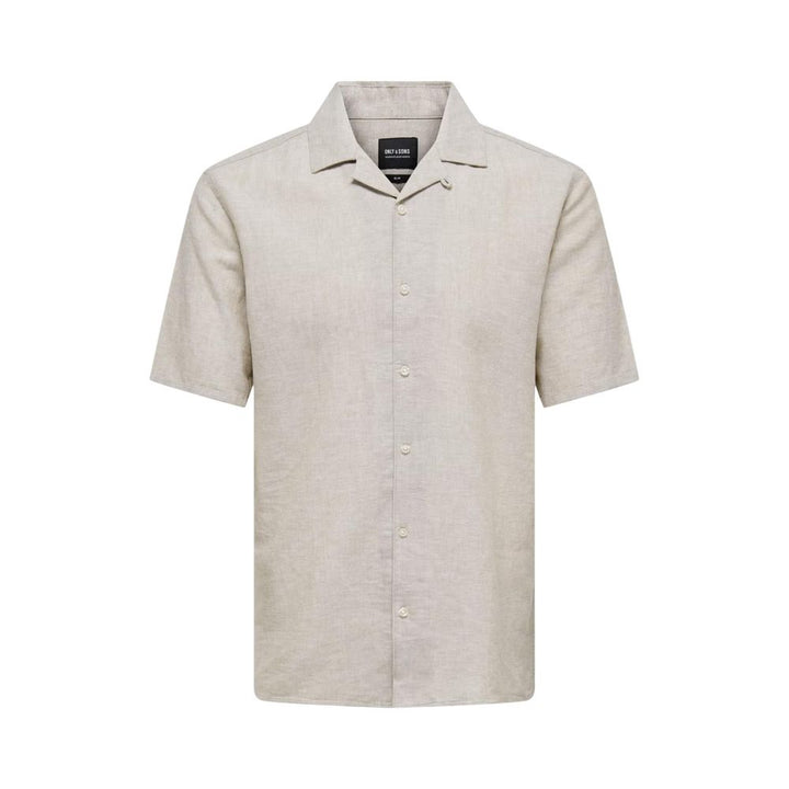 Only &amp; Sons Beige Linen Shortsleeve Shirt