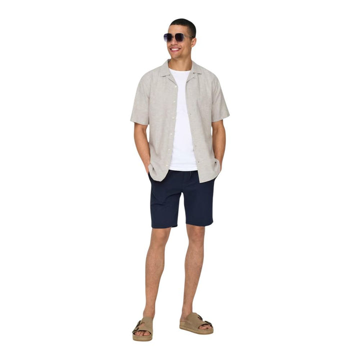 Only &amp; Sons Beige Linen Shortsleeve Shirt