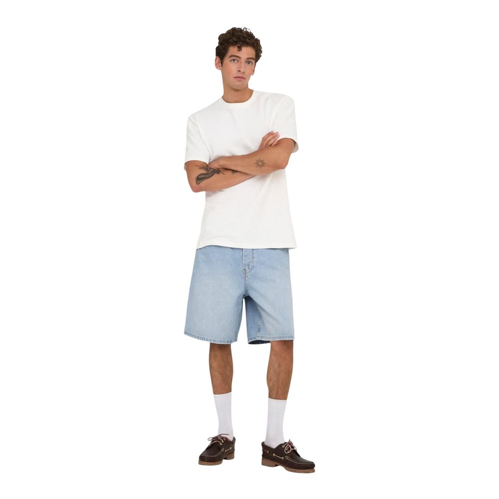 Only &amp; Sons Light Blue Organic Cotton Bermuda Shorts