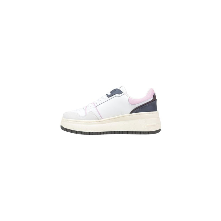 Tommy Hilfiger Jeans White Suede Leather Platform Sneakers
