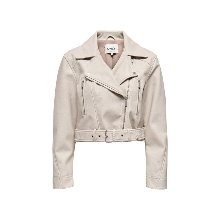 Only Beige Recycled Polyester Biker Jacket