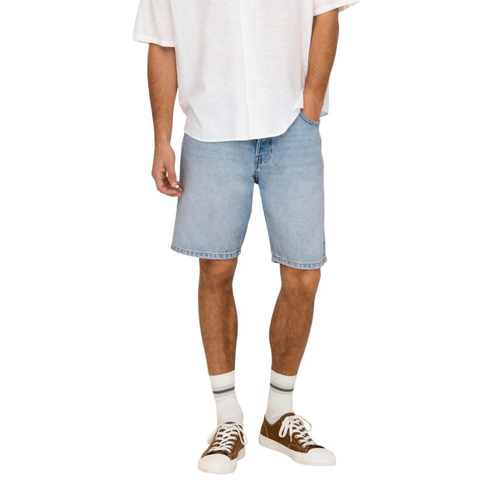 Only &amp; Sons Light Blue Cotton Bermuda Shorts