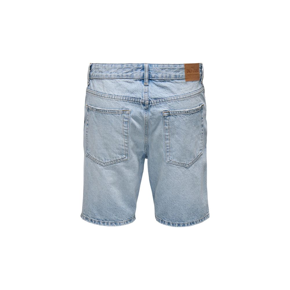 Only &amp; Sons Light Blue Cotton Bermuda Shorts
