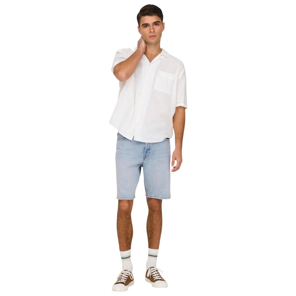 Only &amp; Sons Light Blue Cotton Bermuda Shorts
