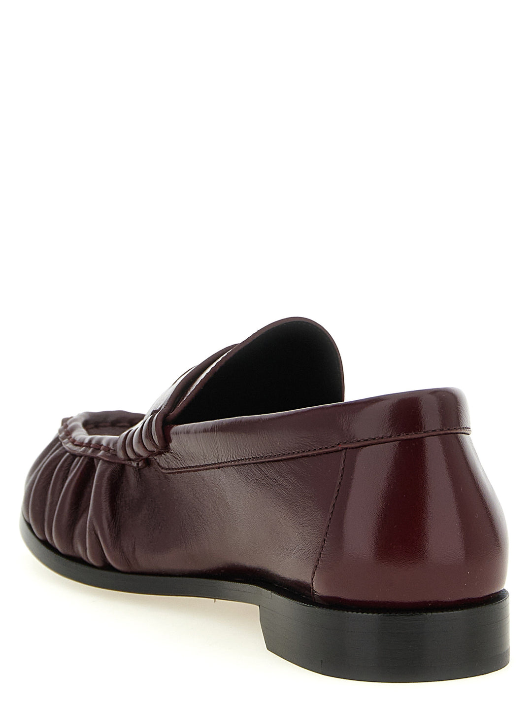 Saint Laurent Bordeaux Calfskin Slip-On Loafers