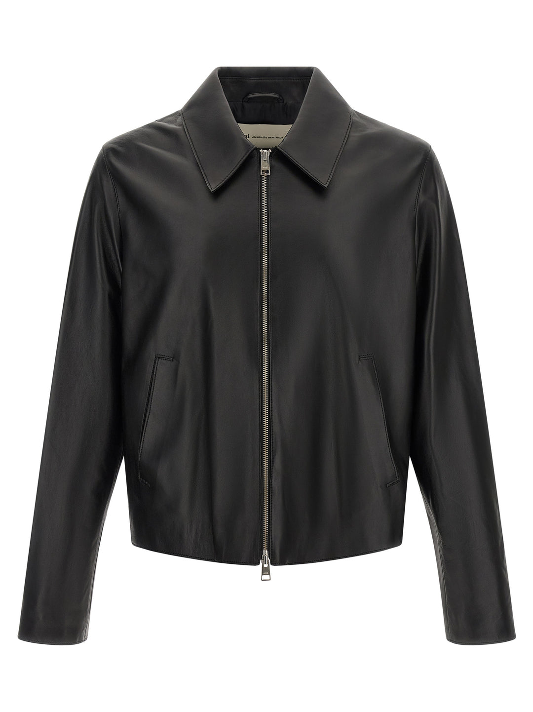 Ami Paris Black Lamb Leather Leather Jacket